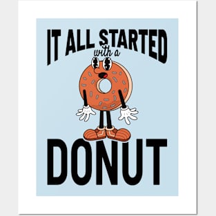 It All Started With A Donut - Vintage Style Posters and Art